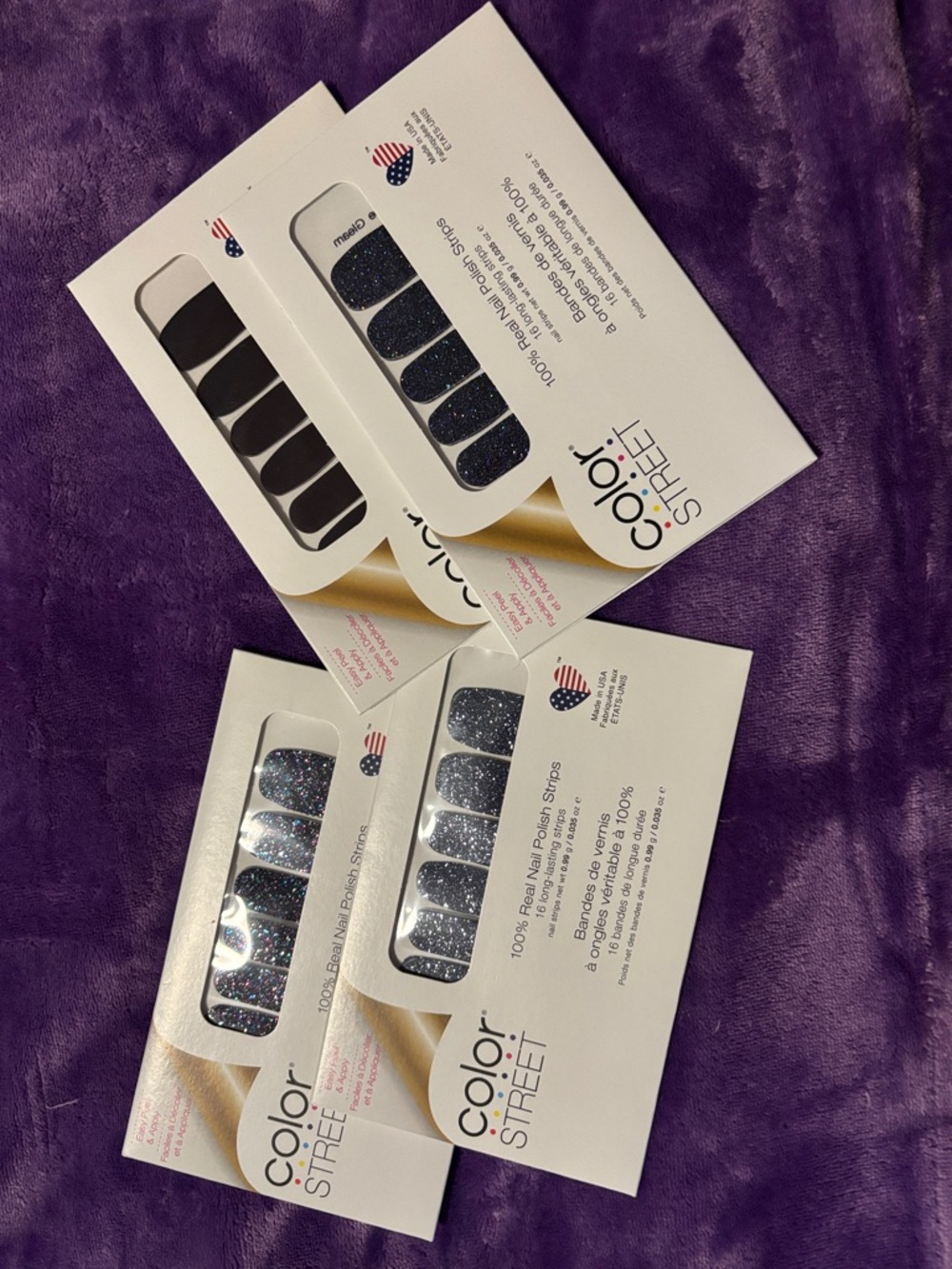 Color Street Black Glitter Nail Strips Variety Pack RETIRED HTF